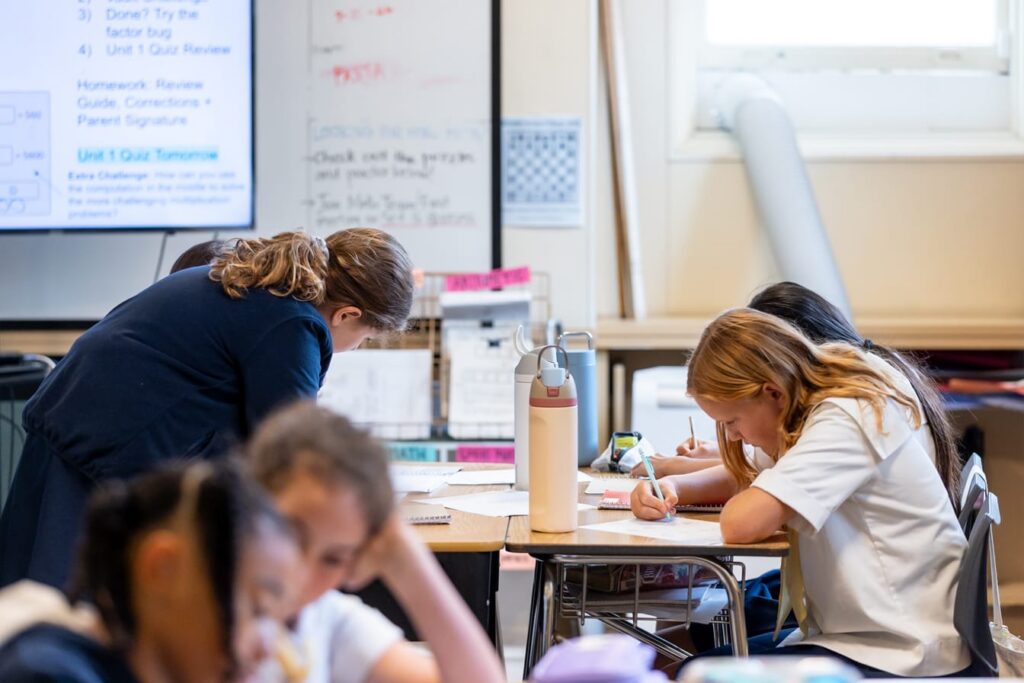 Students doing classwork